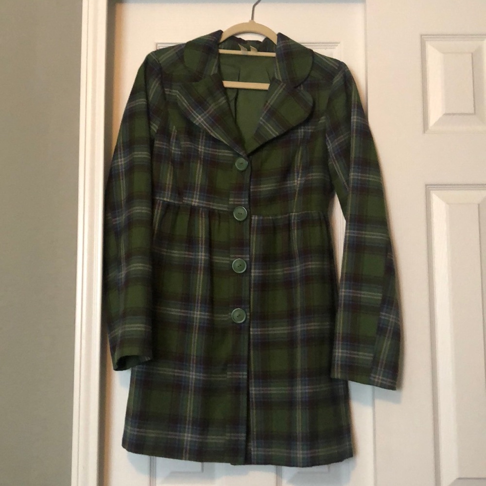 Green plaid coat